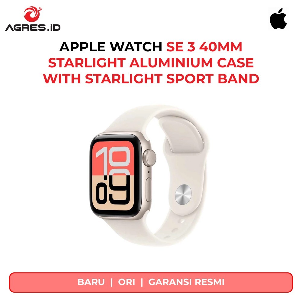 Apple Watch SE 3 40MM GPS, Starlight Aluminium Case with Starlight Sport Band