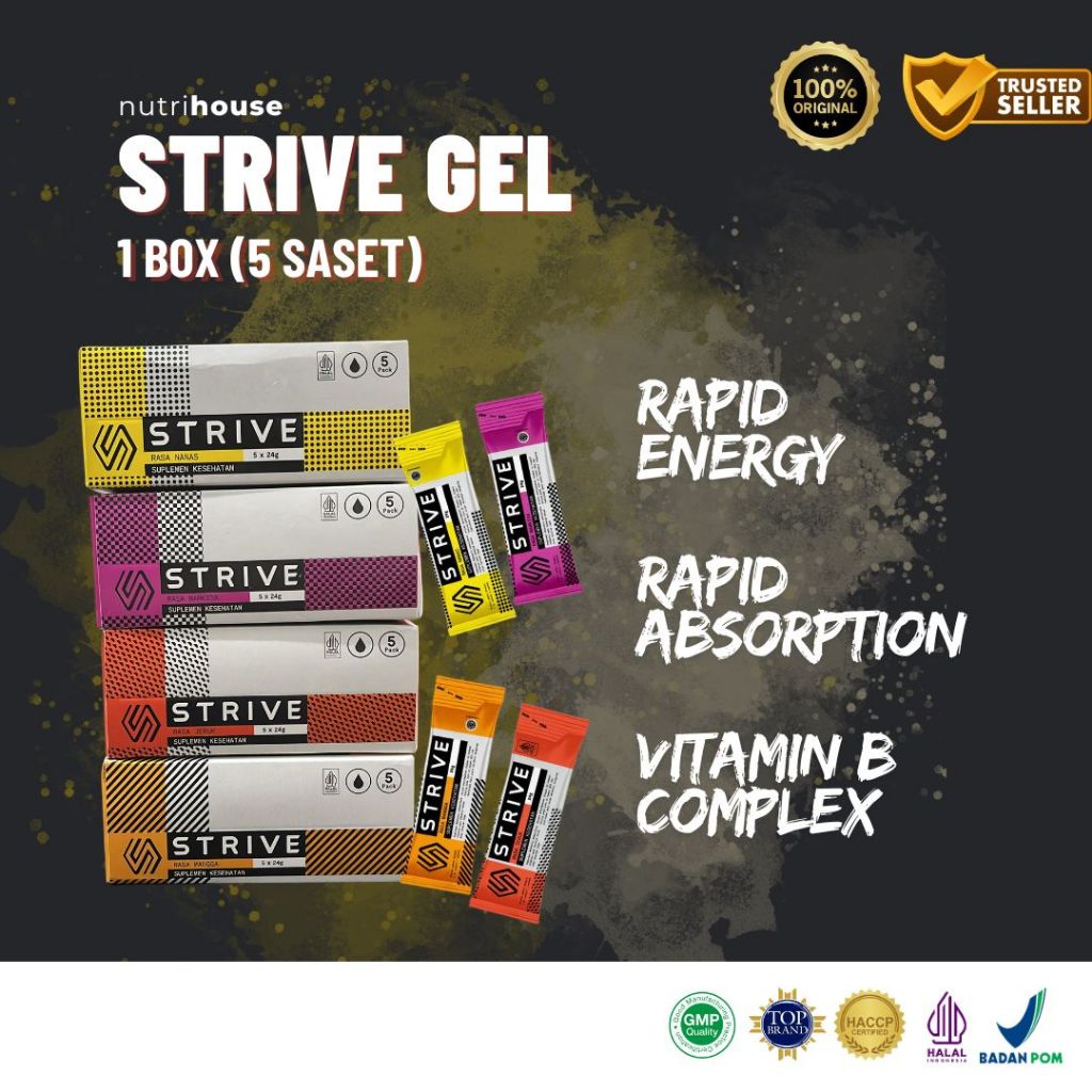 STRIVE Energy Gel 1 box isi 5 saset Gel Isotonic Energy Strive Medan Gel Pelari
