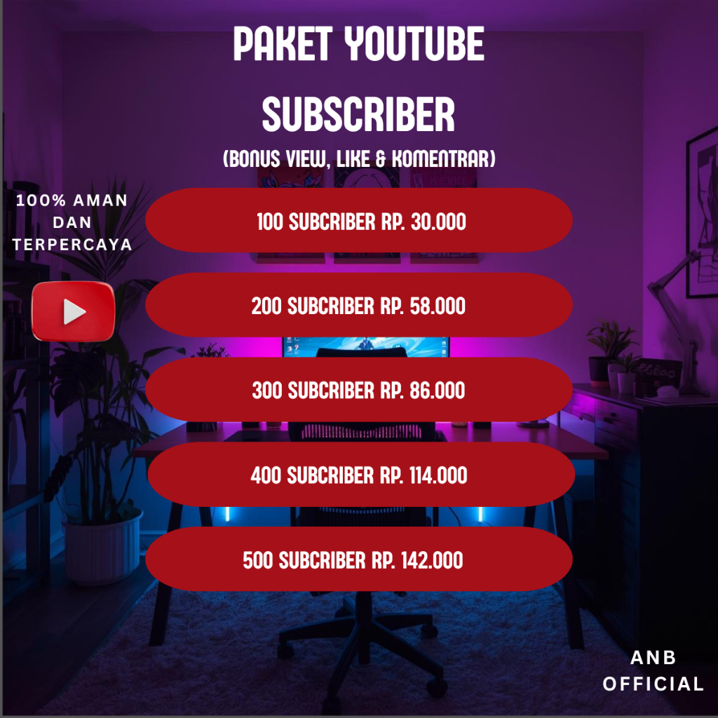 Jasa Subscriber Youtube Bonus Like & Komentar