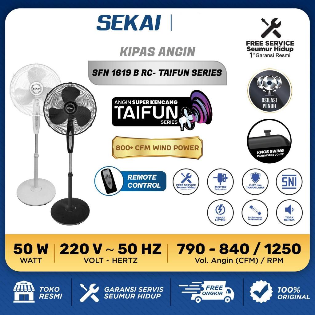 SEKAI Kipas Angin Berdiri Remote SFN-1619 RC Stand Fan 16 Inch Taifun Series SFN1619RC SFN 1619 RC