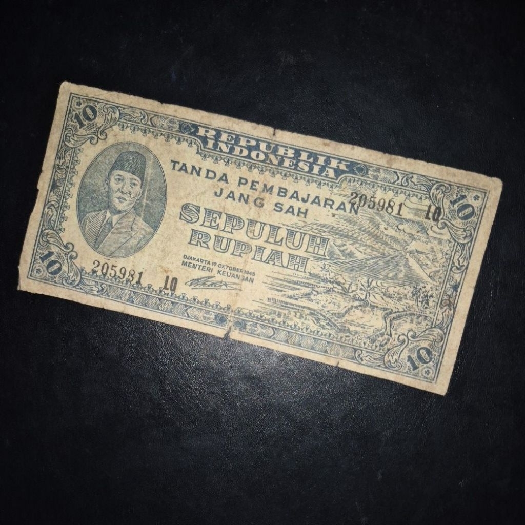 Uang Kuno Seri ORI 10 Rupiah Tahun 1945 (Uang Pertama kali Indonesia Merdeka)