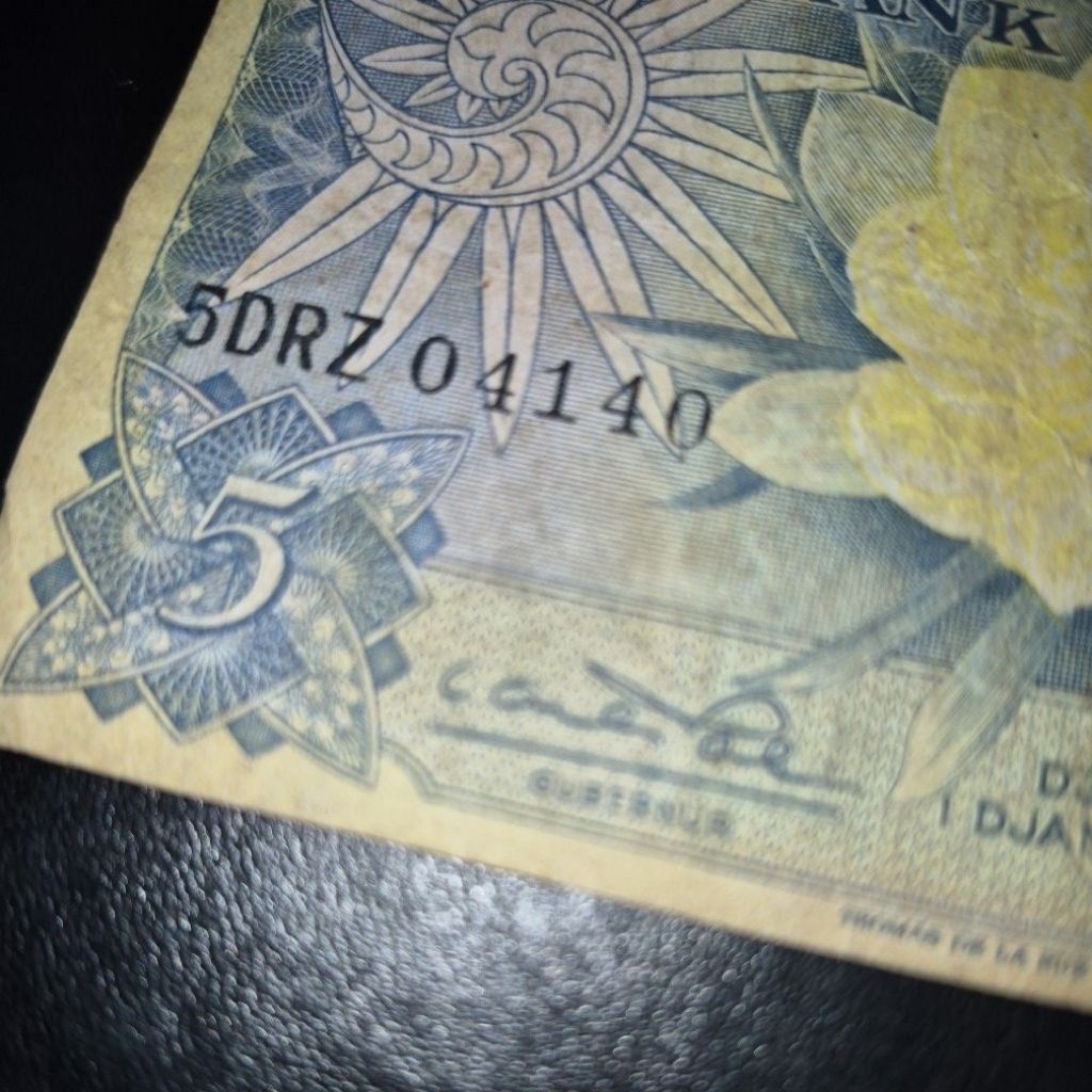 Uang Kuno Seri Nomor Cantik Bunga Pecahan 5 Rupiah (Radar)