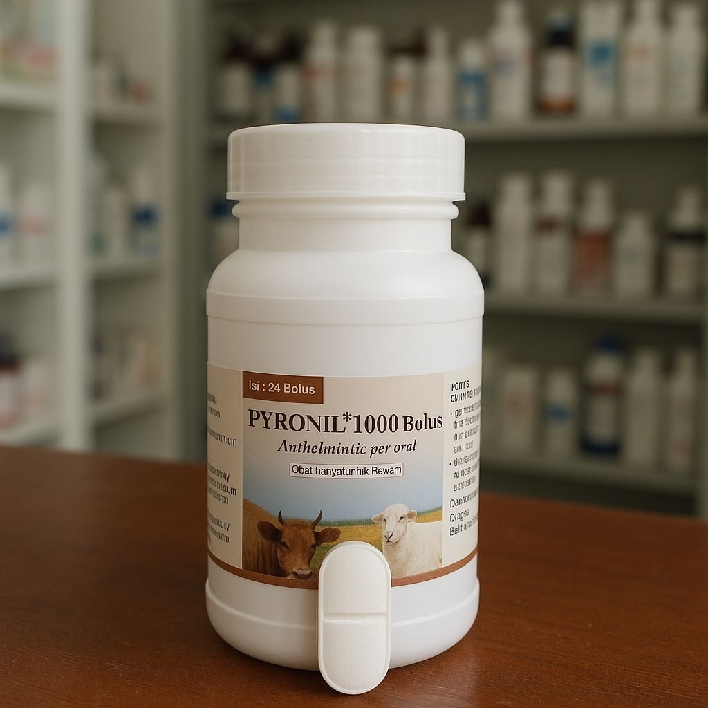 pyronil 1000mg ~ 1 pot isi 24 biji (obat cacing sapi, domba, kambing)