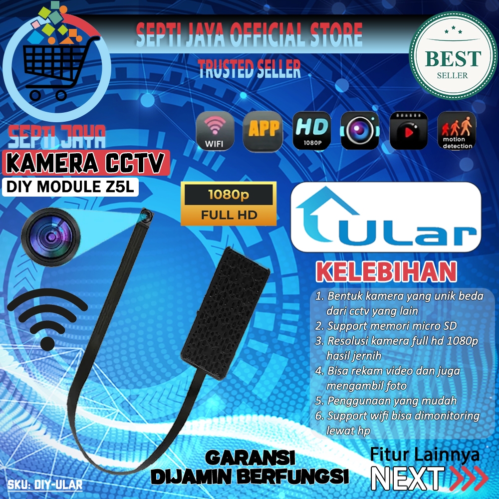 Smart IP Camera CCTV Mini Diy Module Kamera ULAR Wifi Resolusi Full HD 1080P Hidde Spycam Camcorder 