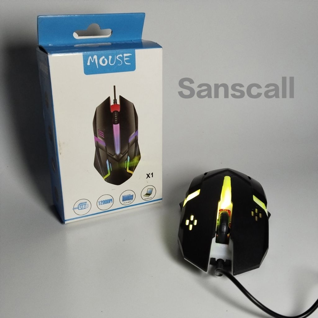 MOUSE KABEL GAMING / MOUSE GAMING LED 7 LAMPU RGB GAMING MOUSE 800DPI
