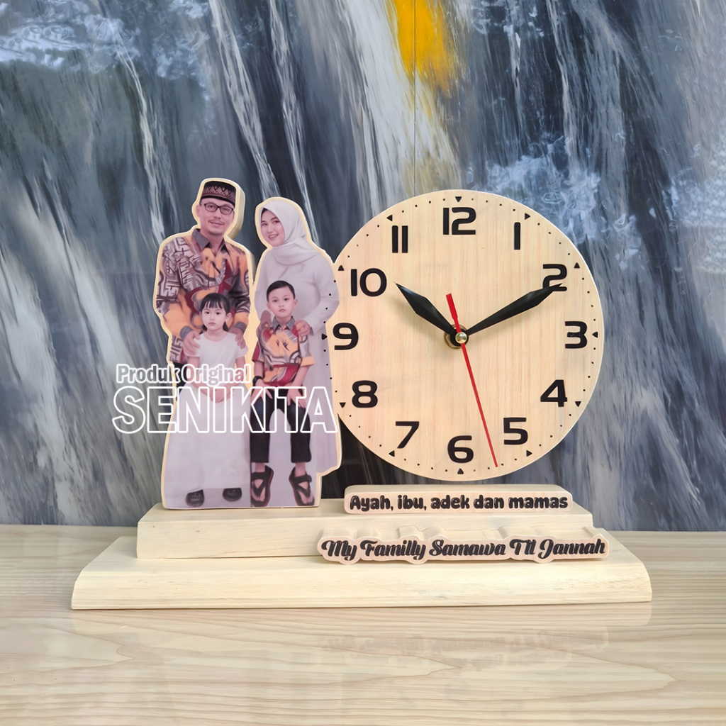 Jam Meja Aesthetic [ Ukiran Kayu Custom ] untuk Hadiah Spesial,  Kado Unik, Souvenir, Pajangan Meja.