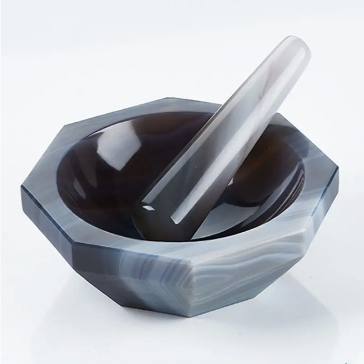 150MM/15cm AGATE MORTAR AND PESTLE LAB GLASSWARE MIXING GRINDER (READY STOK)