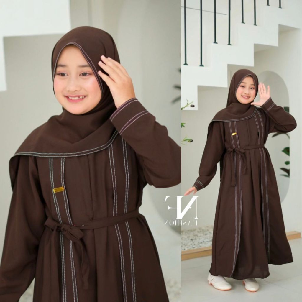 Nabila Dress Gamis Abaya Anak Remaja Tanggung Simple Elegan