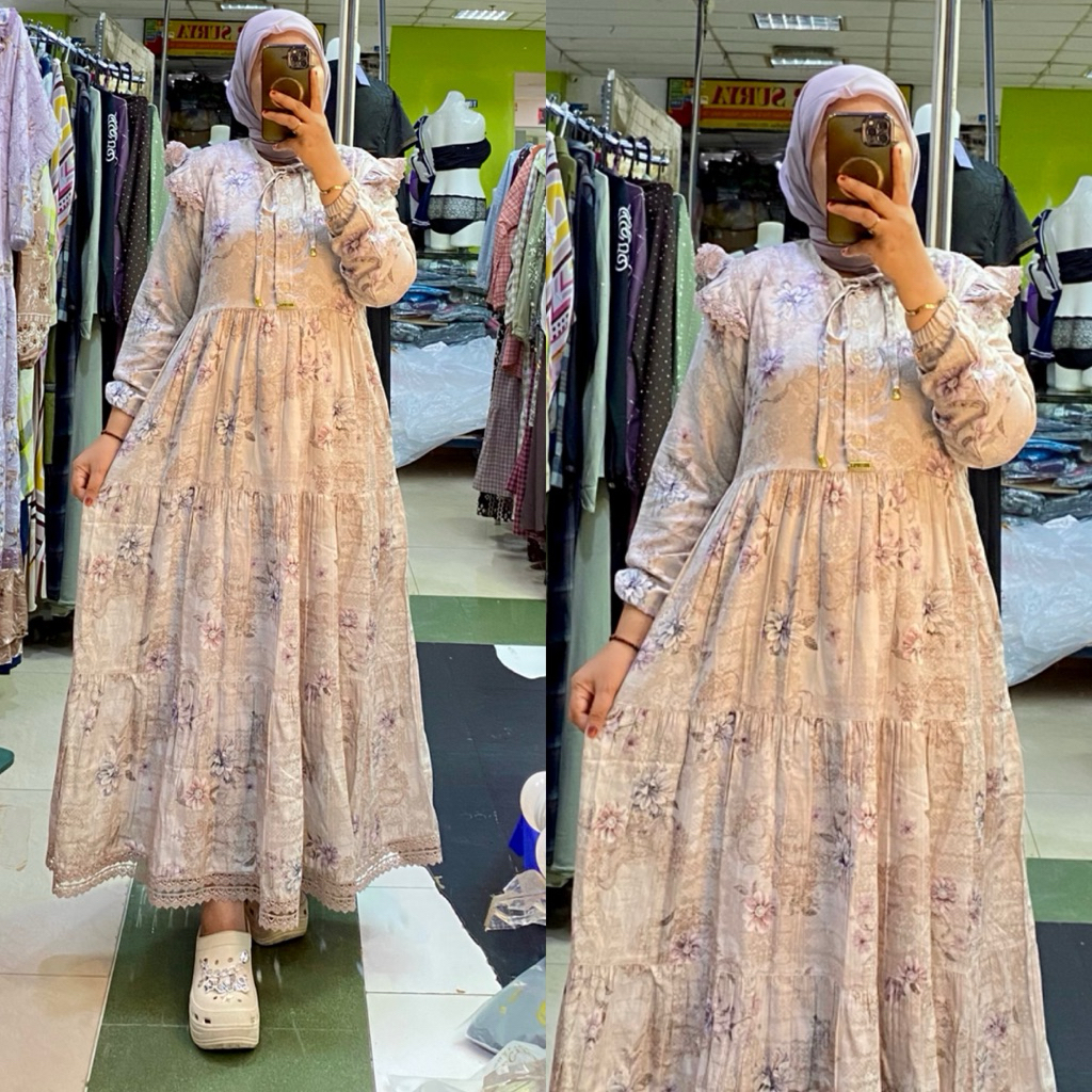 Gamis salvina katun bordir terbaru