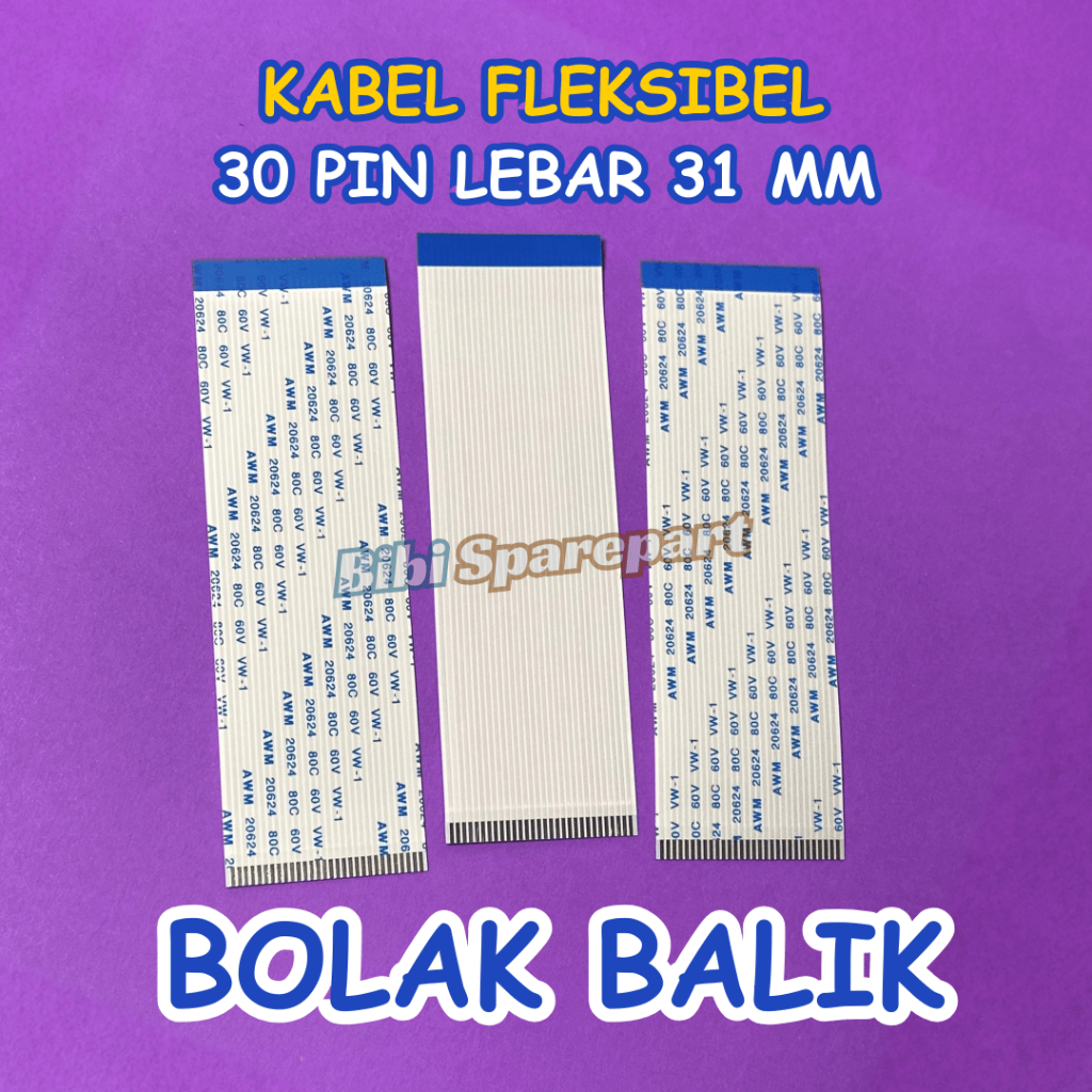 Kabel Fleksibel FFC 30 PIN PITCH 1 MM Lebar Kabel 3,1 CM Bolak Balik