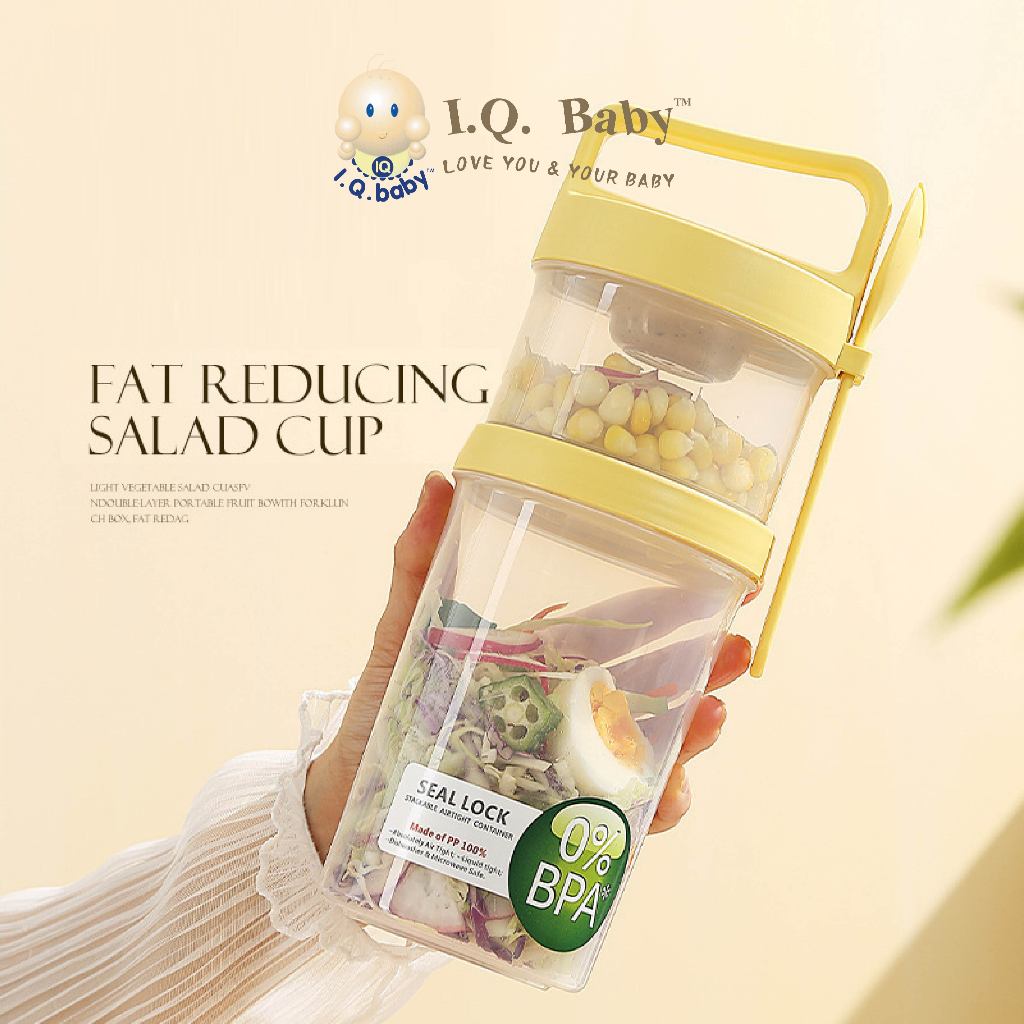 I.Q BABY 2 Ways Container | 2 in 1 Yogurt Cup | 2 IN 1 Food Container | Tempat penyimpanan makanan /