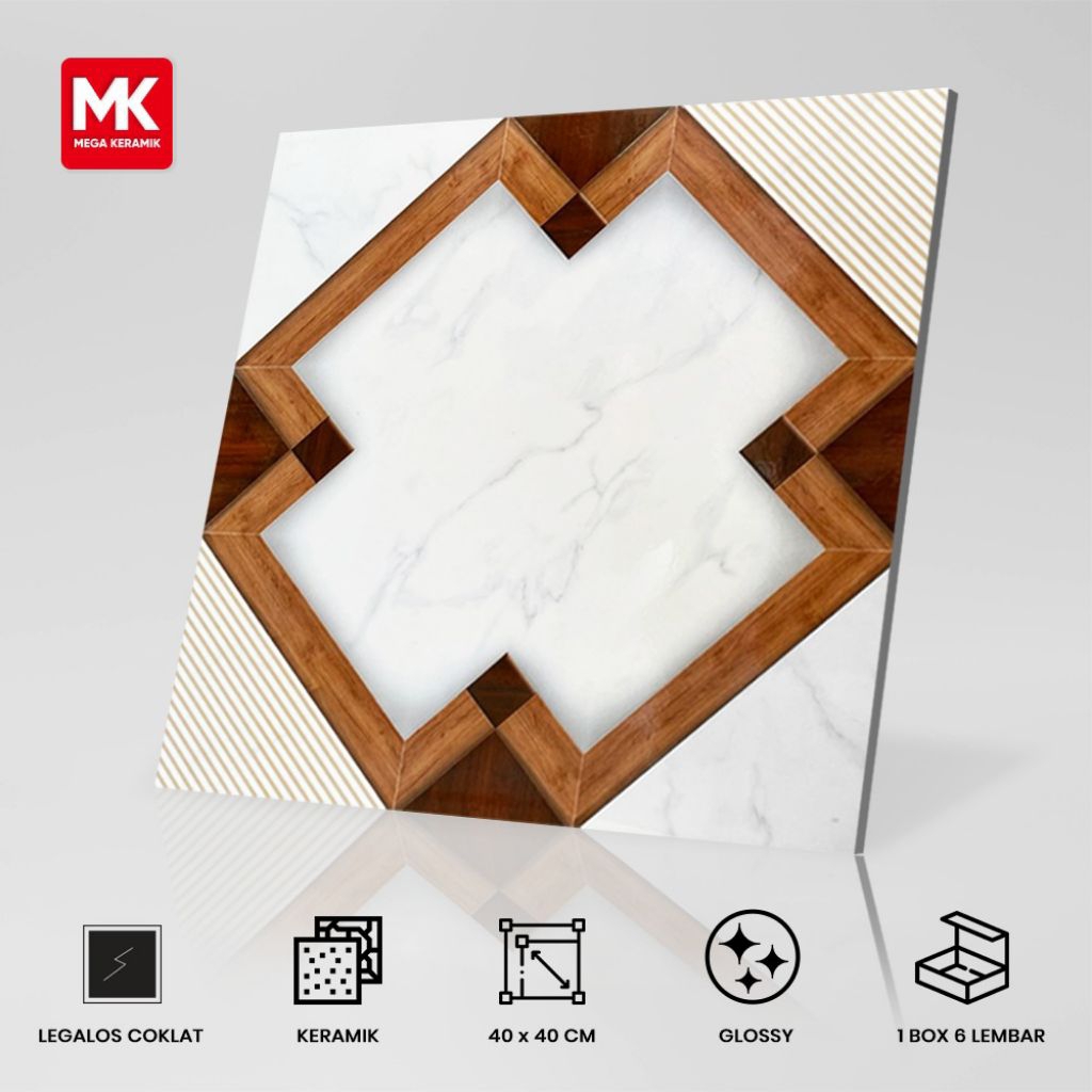 Keramik Lantai Glossy Legalos Coklat 40x40
