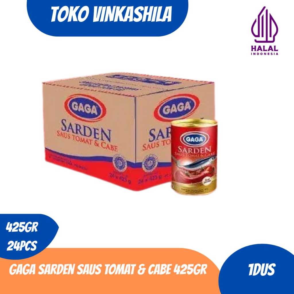 [1DUS ISI 24PCS] GAGA Sarden Saus Tomat & Cabe 425gram.