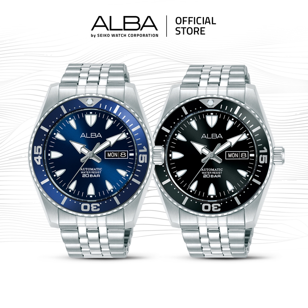 Alba Mechanical Collection Jam Tangan Pria AL4809 AL4811 Diver Look Automatic Stainless Strap Rotati