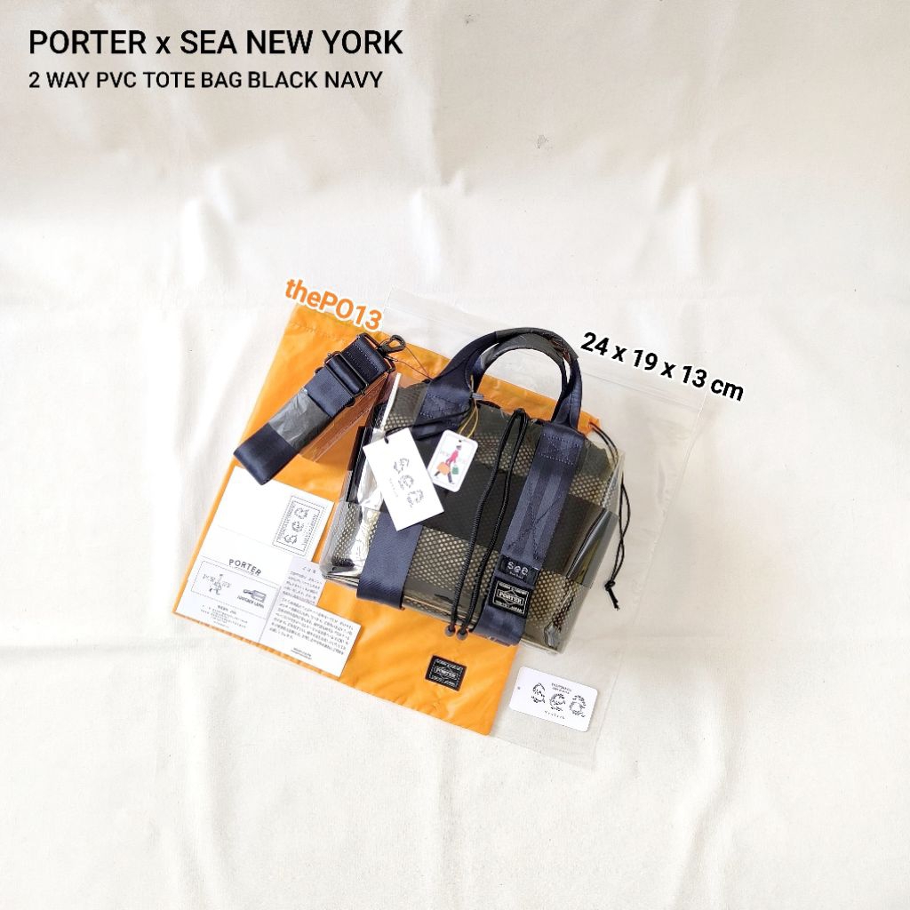 PORTER X SEA NEW YORK 2 WAY PVC TOTE / SHOULDER BAG BLACK NAVY AUTHENTIC 100% BNWT