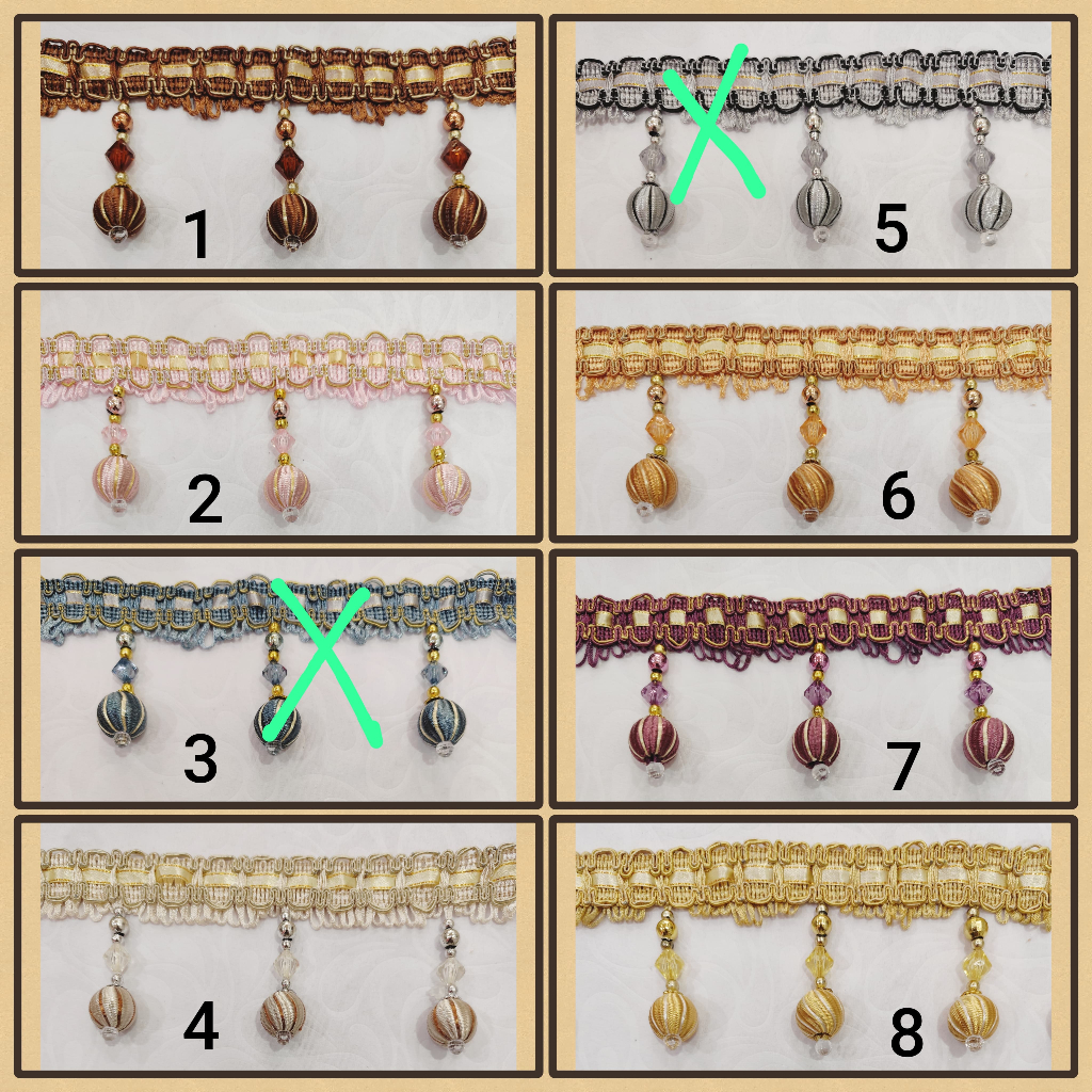 Rombe Gorden Aksesoris Poni Jendela Pintu Taplak Meja - Renda Gorden | Rumbai Gorden Manik-Manik