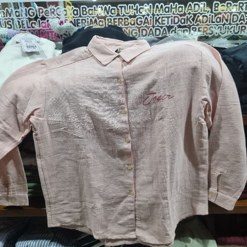 KEMEJA MEDELIN POLOS LADIES JOGER. KEMEJA LENGAN PANJANG CEWEK. ATASAN. OLEH OLEH BALI