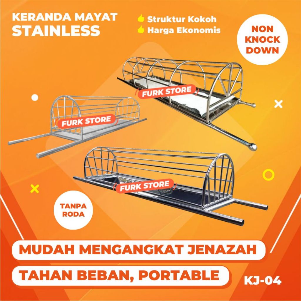 Keranda Jenazah Non Lipat KJ04 [KOKOH & STABIL] - Keranda Mayat Stainles | Keranda Masjid | Keranda 