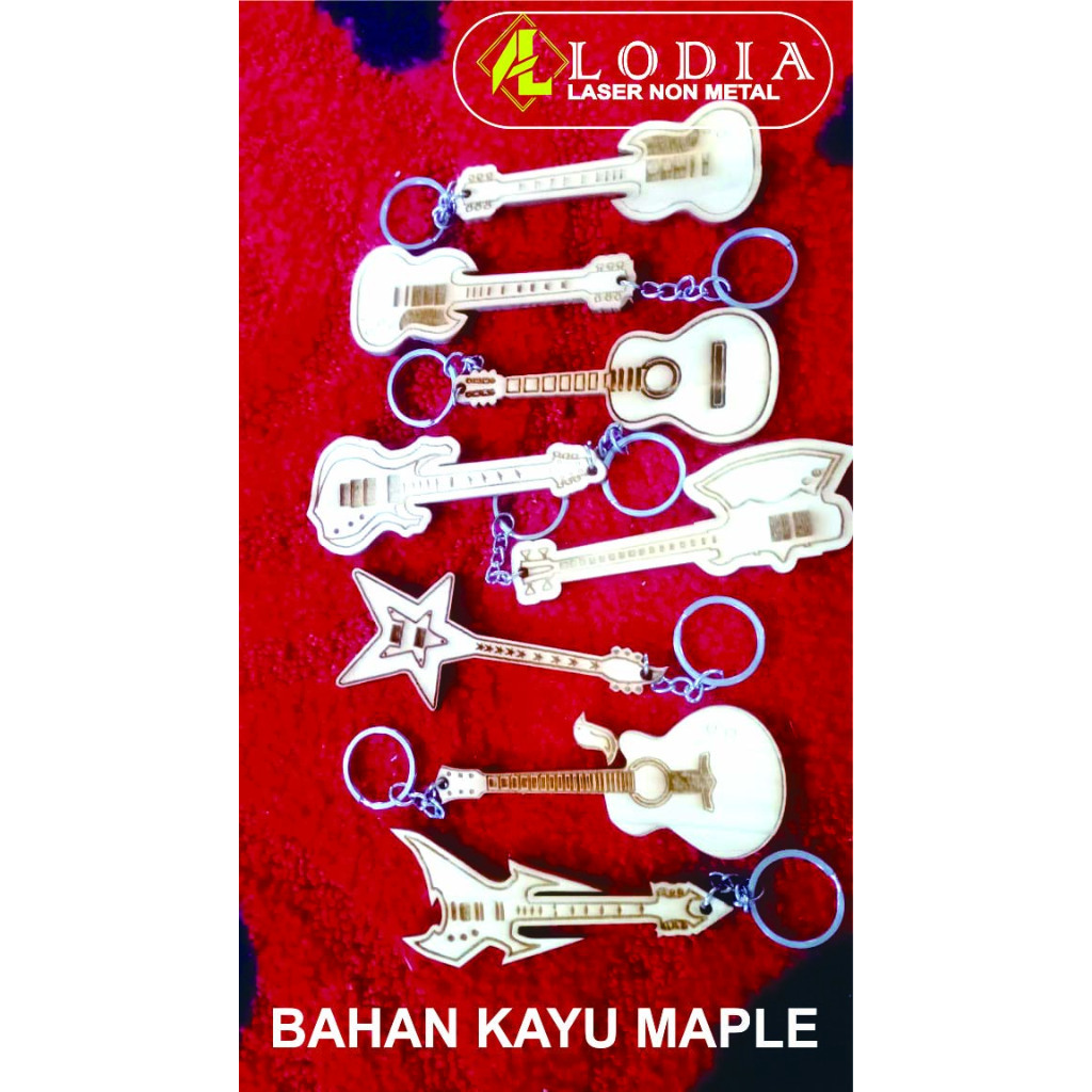 Gantungan Kunci Bahan Kayu Maple Bentuk Gitar