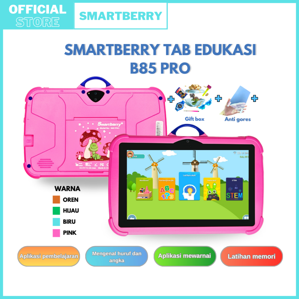 SMARTBERRY SMART2030 KIDS STUDY TAB B85 PRO Kids Tablet Anak Tablet Edukasi  Tablet 7 Inch Tablet PC