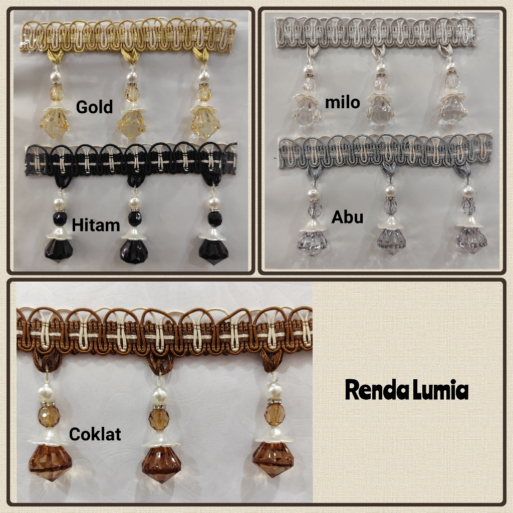 Rombe Gorden Lumia Aksesoris Poni Jendela Pintu Taplak Meja - Renda Gorden | Rumbai Gorden Manik-Man