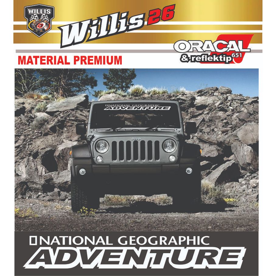 [PROMO] stiker kaca depan mobil jeep adventure Terbaru