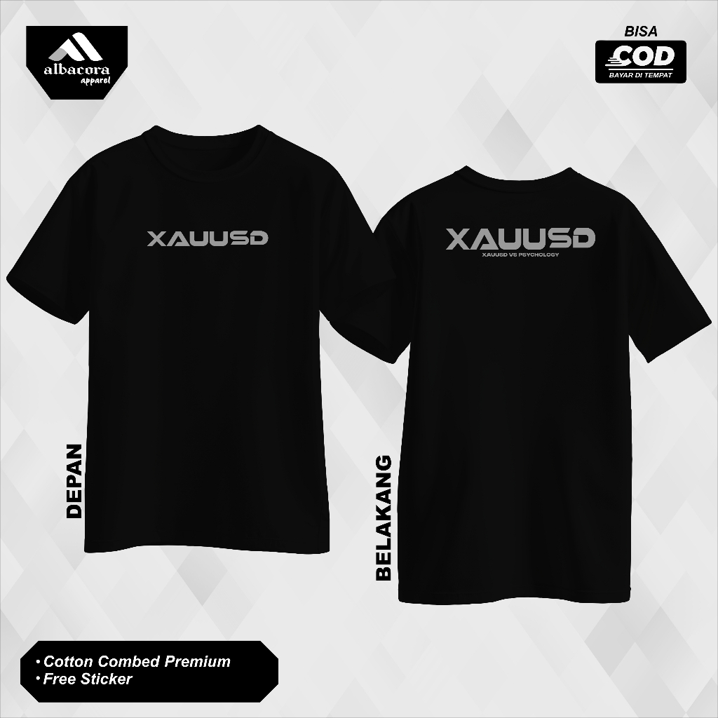 Kaos Sablon XAUUSD Premium Distro Katun Combed - Kaos Trader xauusd Nyaman Dipakai