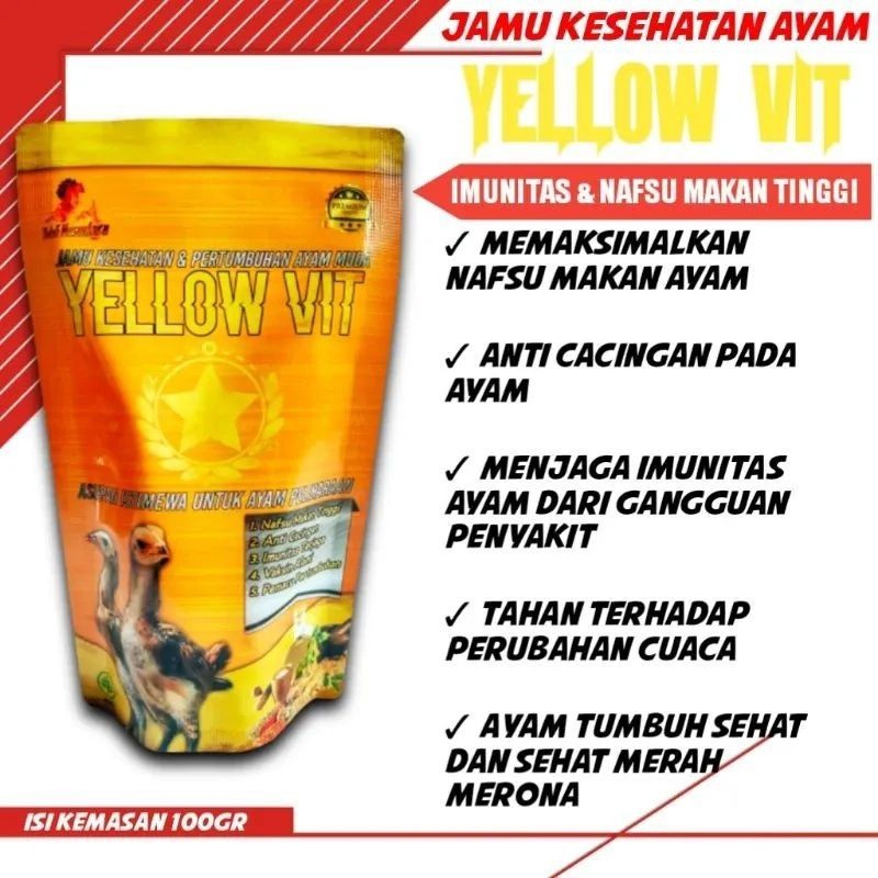 Booster Ayam Bangkok Tempur Yellow Vit 500gr | Vitamin Nafsu Makan, Anti Virus, Jaga Kesehatan, & Ta