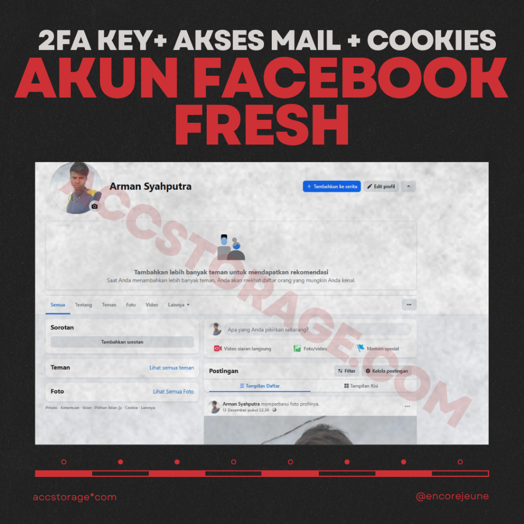 Akun Facebook Fresh | FB Fresh | 2FA + Email + Cookies | FB Baru Siap Pakai | Full Akses High Qualit