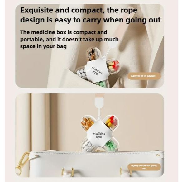 kotak obat model kapsul - pill box esthetic - portable medicine box - dispenser obat estetik  - tempat obat dengan gantungan - kotak obat portable