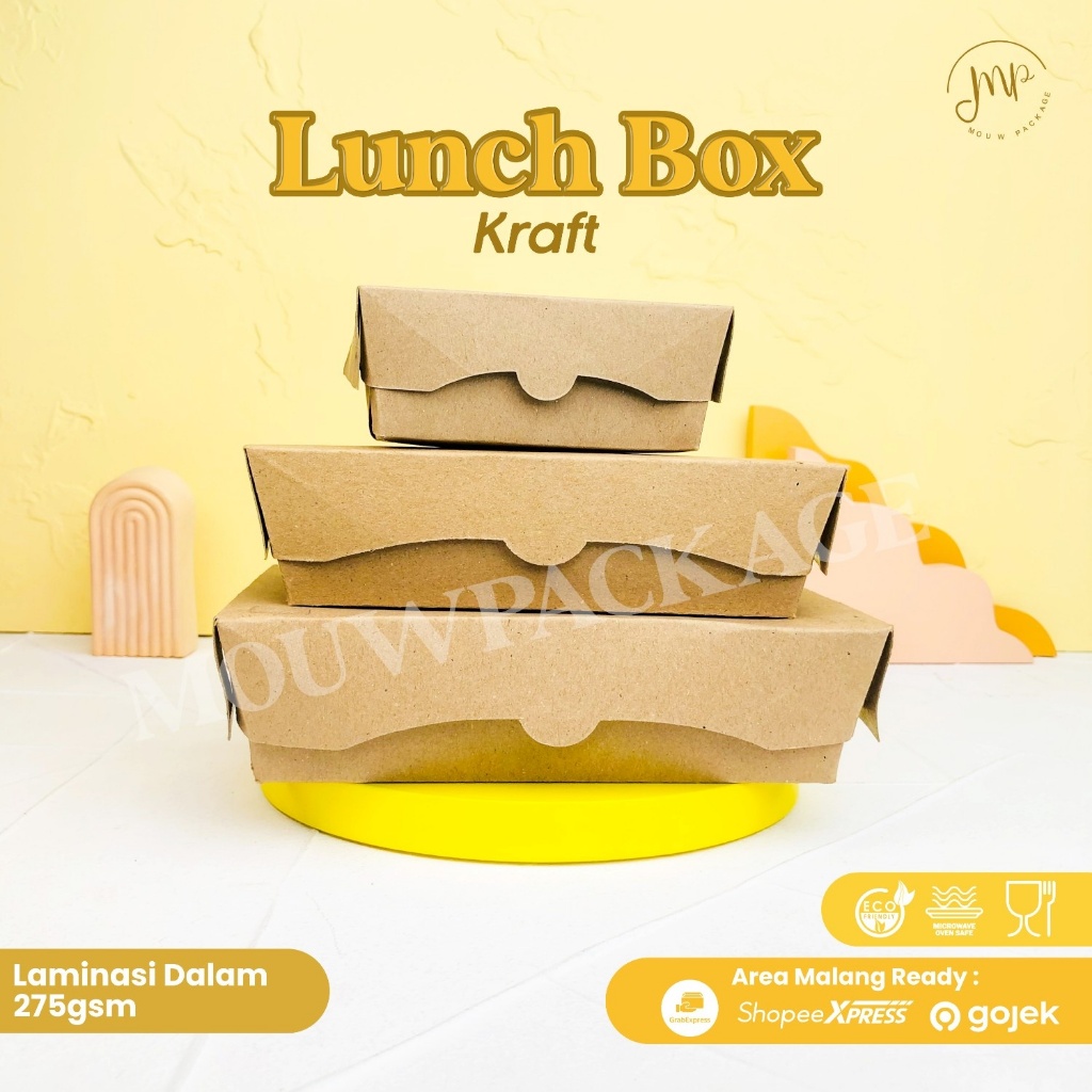 LUNCHBOX KRAFT/BOX POLOS KERTAS COKLAT/KERTAS KRAFT TERMURAH TEBAL/PAPER BOX (Minim Order 25pcs)