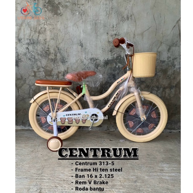 Sepeda Anak Cewek Keranjang Mini Ring 12 Centrum 313-5 | Sepeda Roda 4 Empat Centrum 313-5