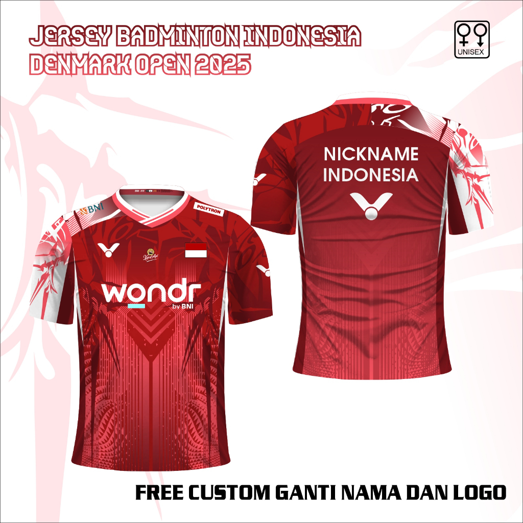 Jersey Badminton Denmark Open 2025 baju kaos olah raga bulu tangkis