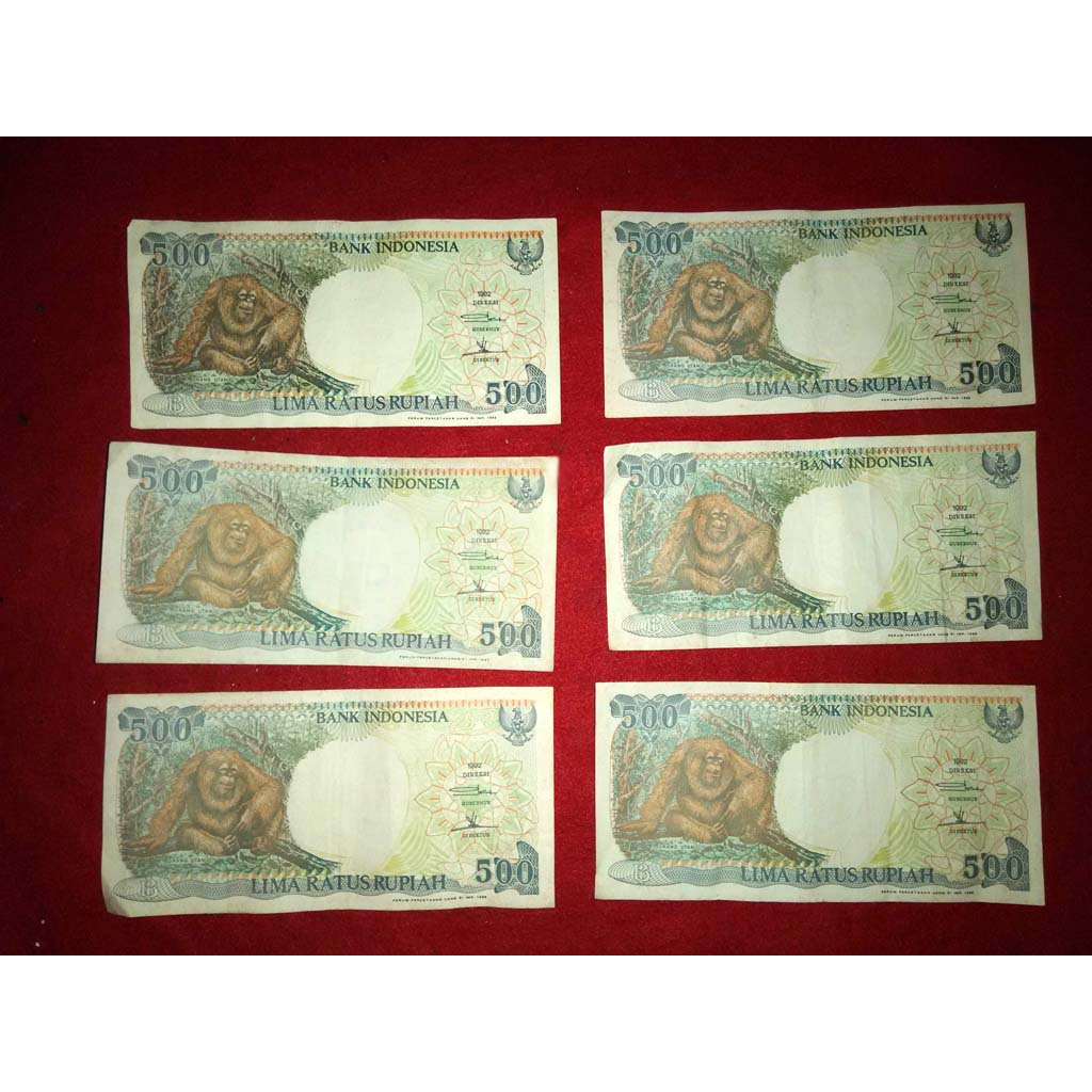 Uang Kertas 500 orang Utan tahun 1992 - Asli