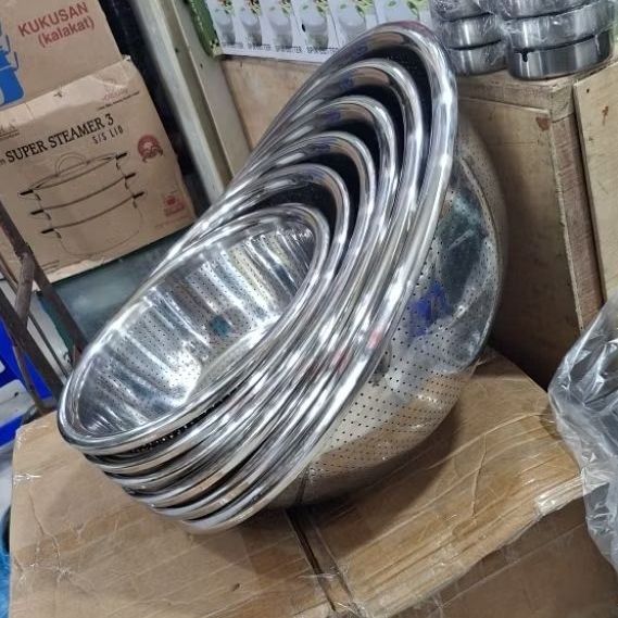 BASKOM LUBANG/BASKOM SARINGAN BAHAN STAINLESS STEEL
