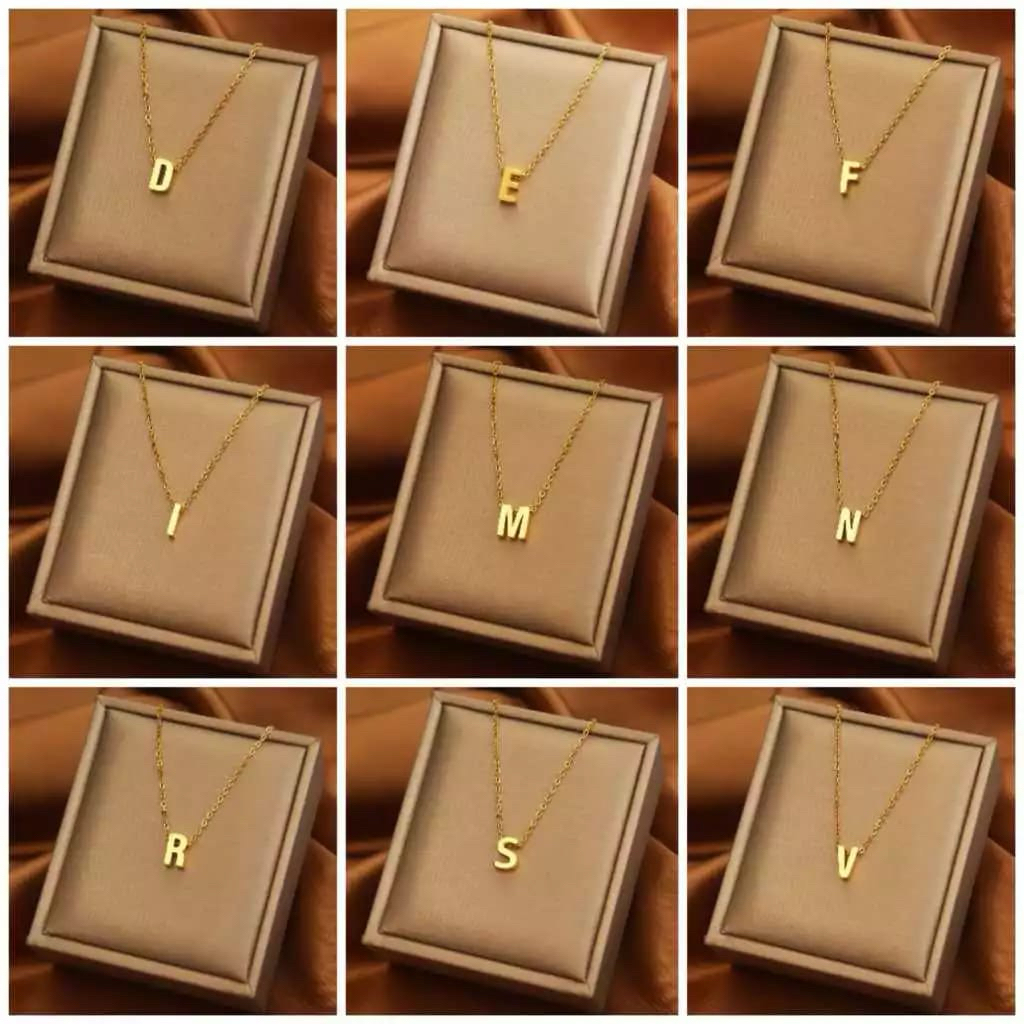 Kalung Rantai Huruf Gold Kalung Nagita Terbaru A-Z Anti Luntur