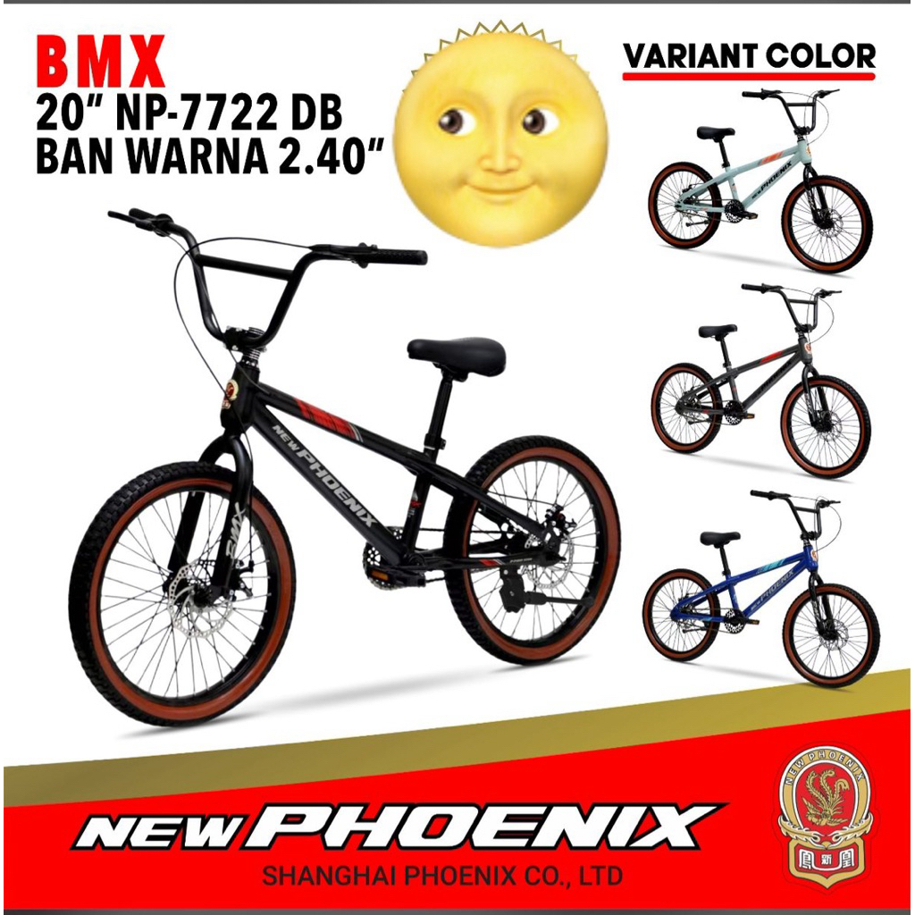 Sepeda BMX Ukuran 20 New Phoenix NP 7722 Ban 2.4 Setir Oversize Murah Berkualitas / Sepeda Laki BMX 