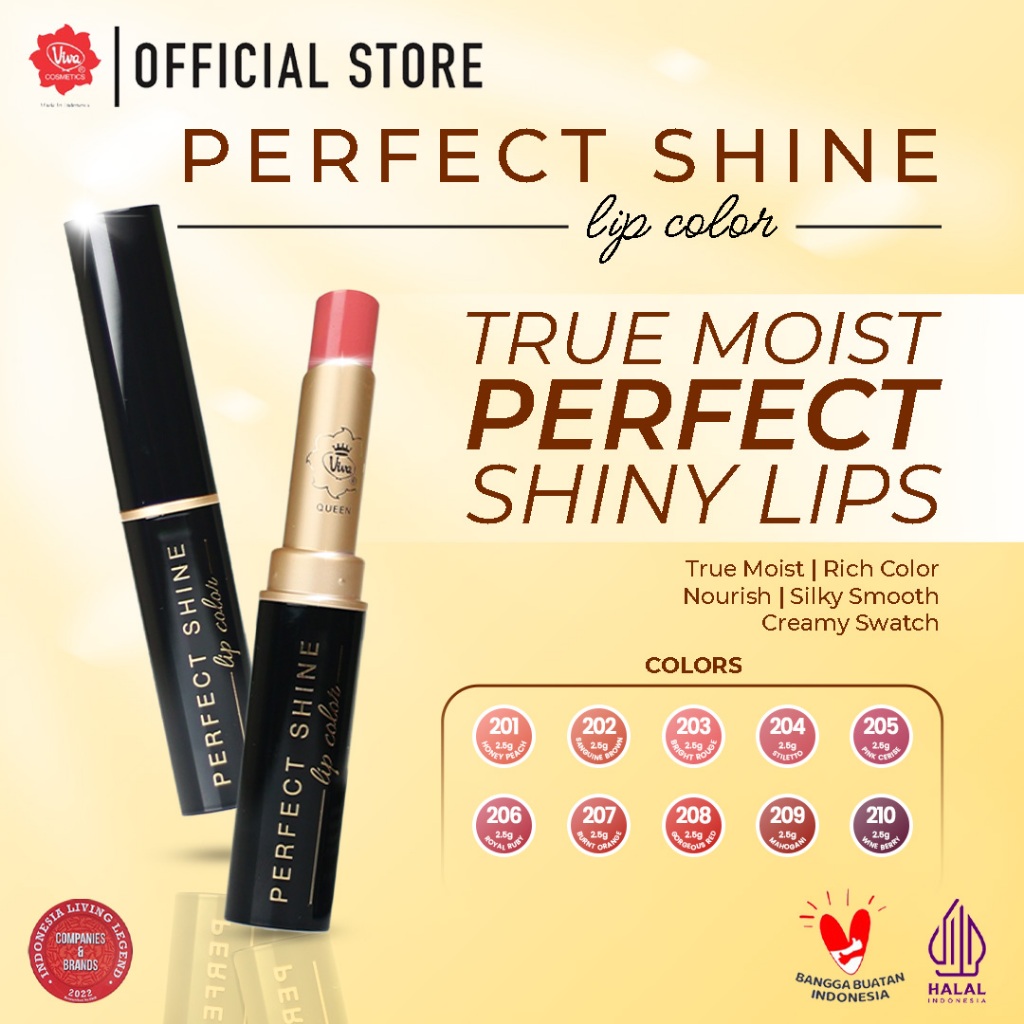 Viva Queen Perfect Shine Lip Color - RICH COLOR, CREAMY SWATCH, SILKY SMOOTH & NOURISH (with OMEGA 3