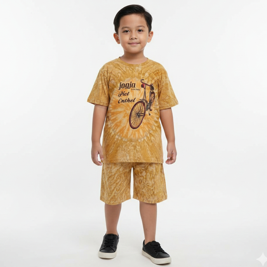 Setelan Kaos Anak Sepeda Onthel Baju Anak Laki Perempuan Katun Adem 1-7 Tahun