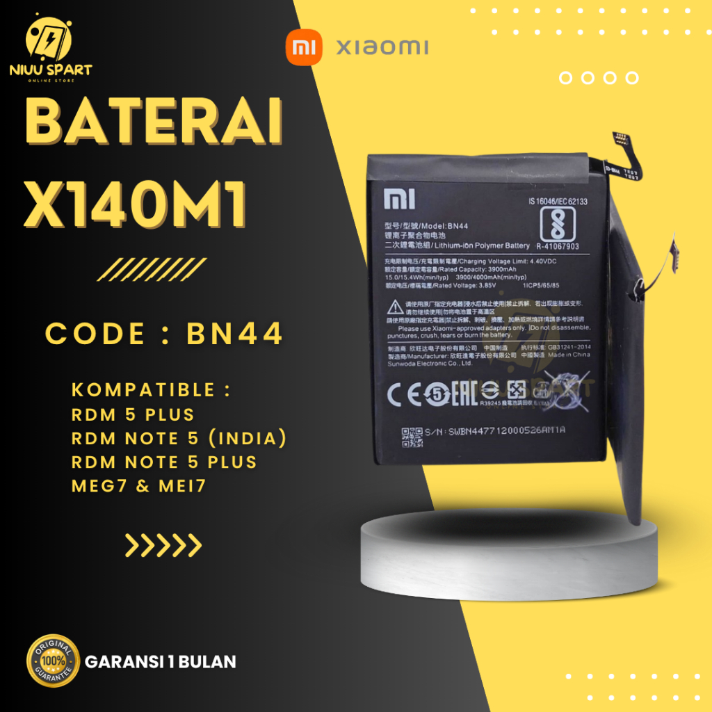 BATERAI BATTERY XIAOMI BN44 XIAOMI REDMI 5 PLUS DOUBLE [IC POWER] ORIGINAL