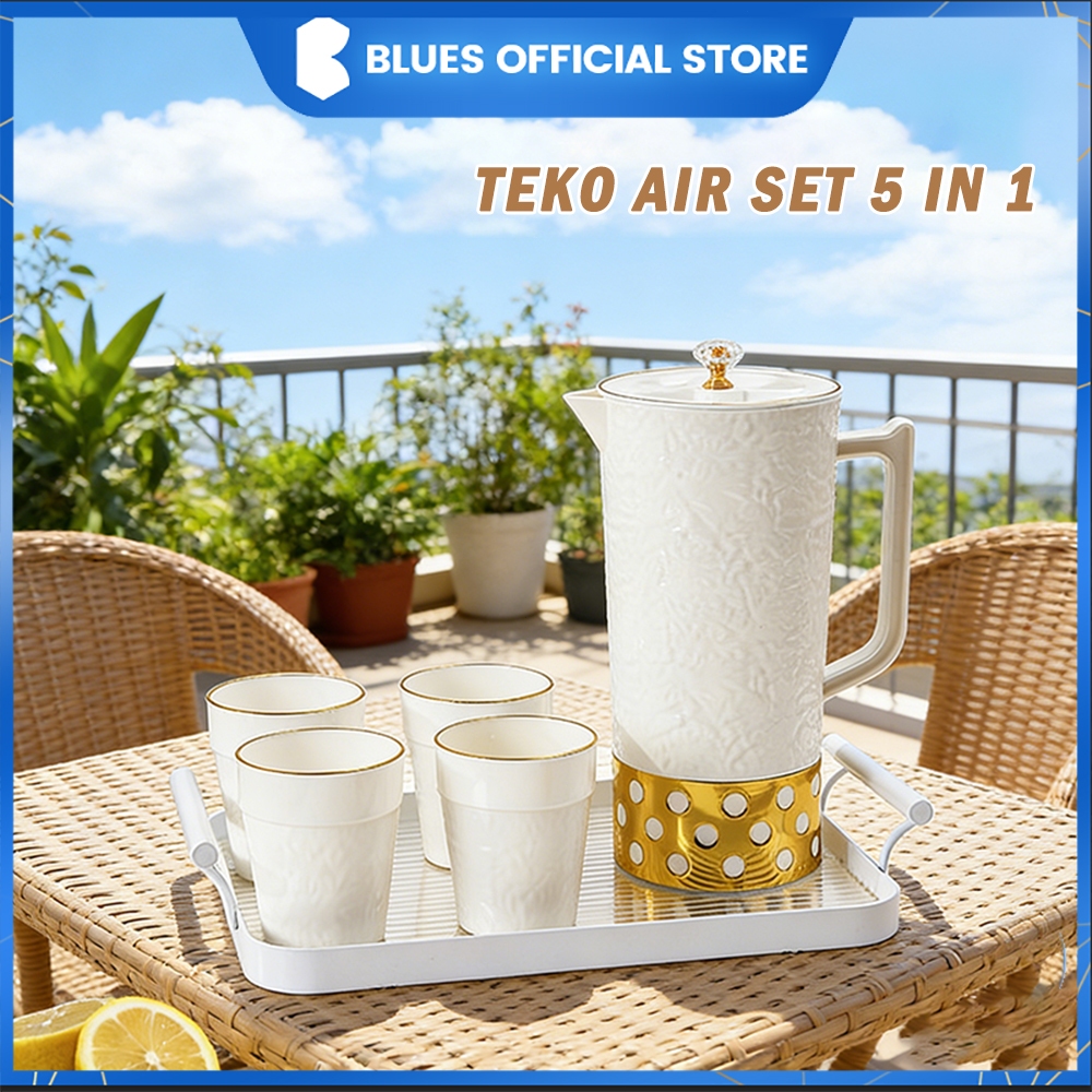 Teko Air Set 5 In 1 Plastik /Teko Air Minum Set Gelas/Tempat Air Mewah Estetik Wadaha/Minimalis Tutu