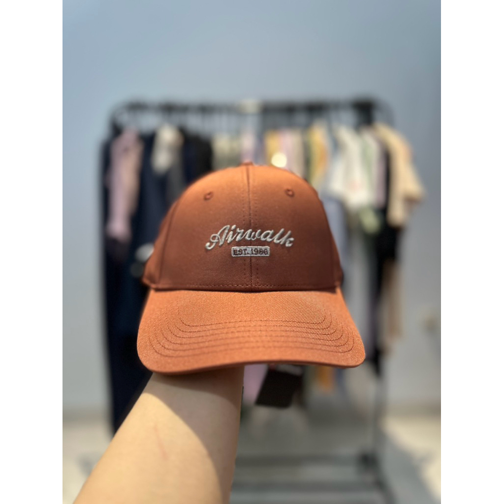 TOPI AIRWALK PRIA AIW DECO CASUAL CAPS AIWXHP25041C BROWN ORIGINAL HAT