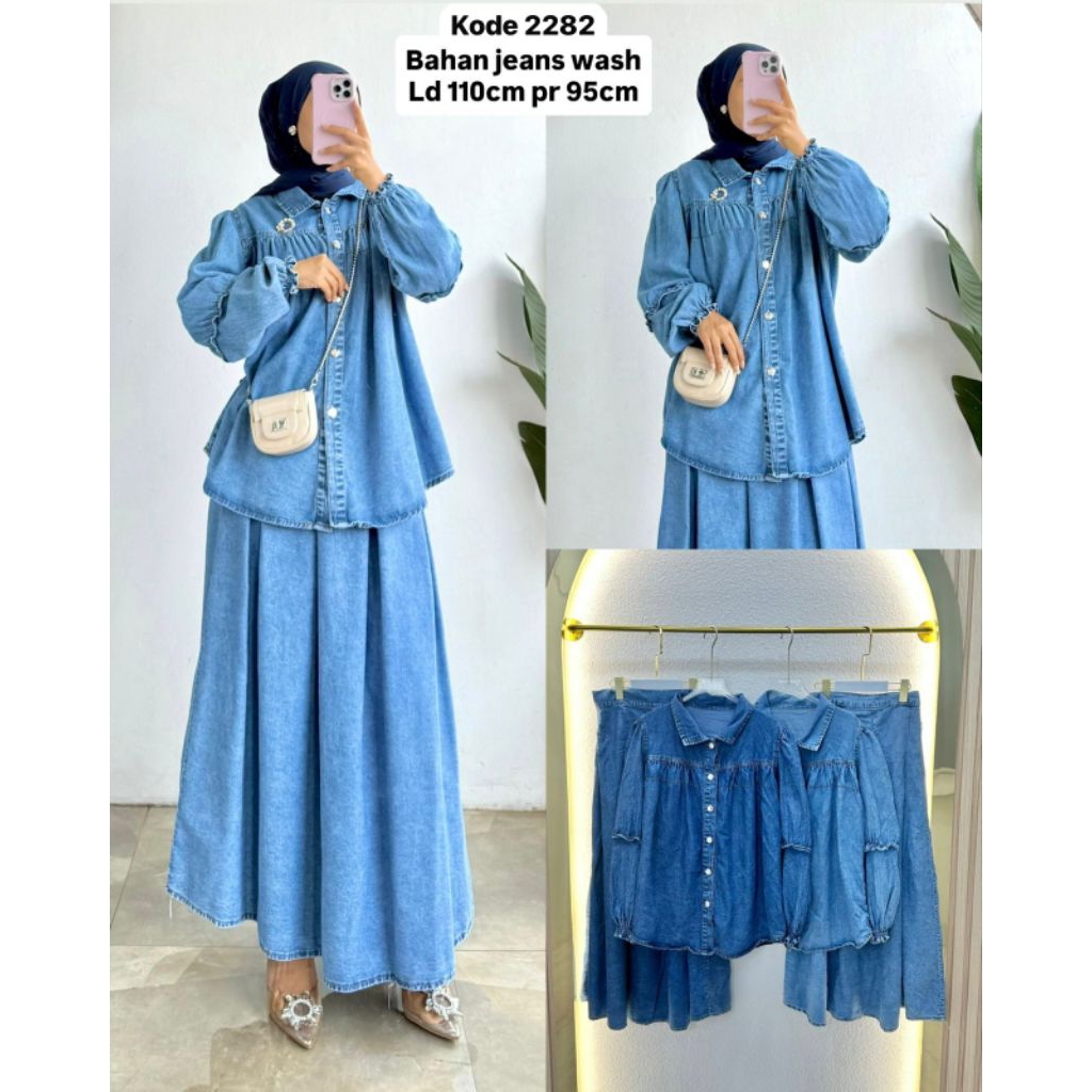 Bella One Set Rok Jeans Wanita High Quality - All Size LD 110