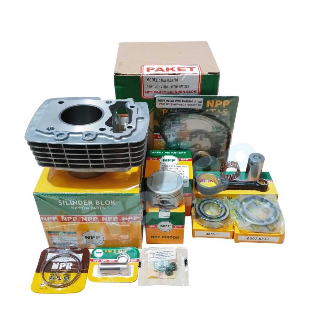BLOK SEHER BLOK SEHER BORING SILINDER NEW MEGA PRO+PISTON KIT+STANG SEHER BEARING+TOPSET+SEAL KLEP K