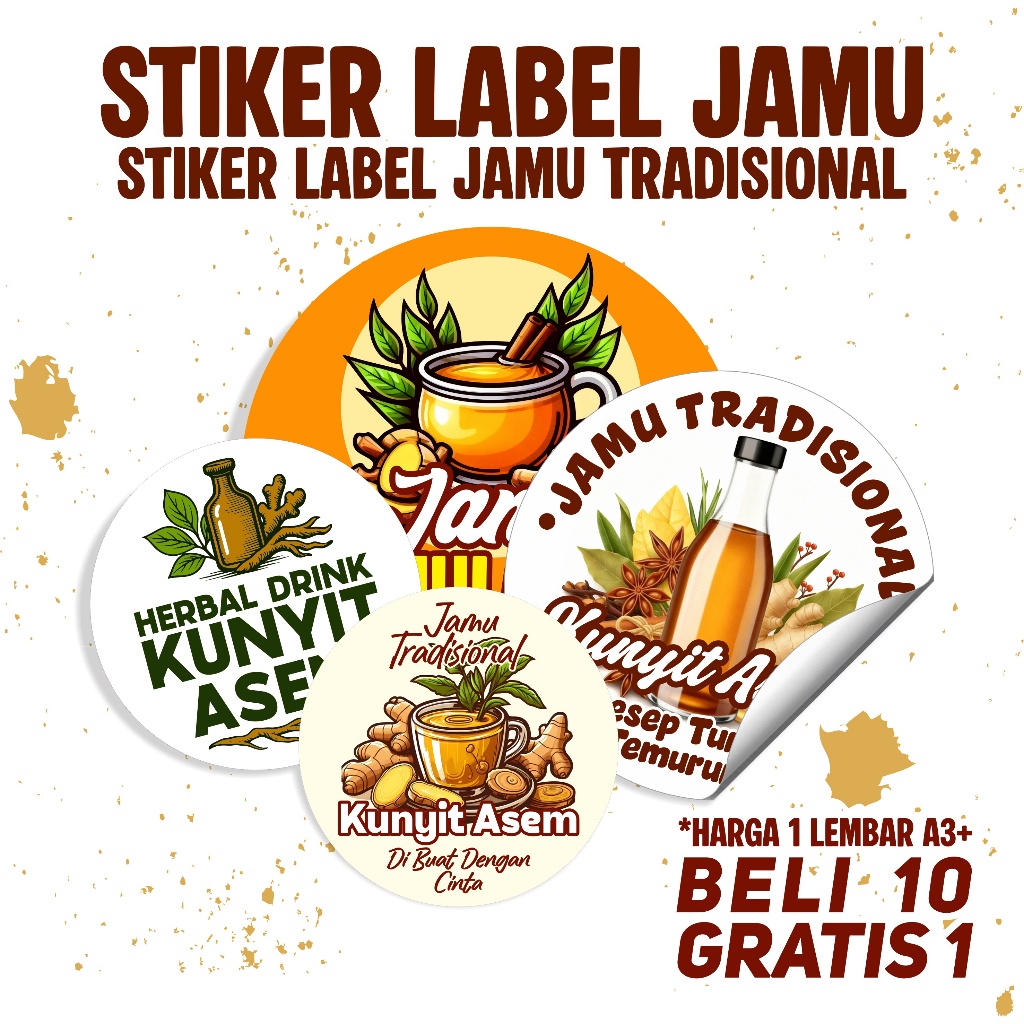 STIKER JAMU TRADISIONAL / STIKER LEBAL JAMU / STIKER JAMU / STICKER JAMU / STIKER BOTOL JAMU
