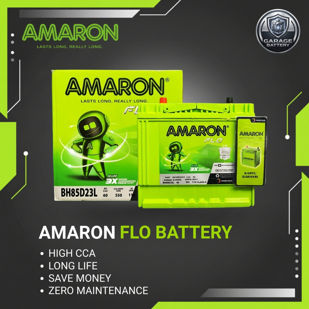 Amaron Hi Life Flo Aki Mobil Wuling Alvez 55D23L / 85D23L 12V / 60Ah - Aki Kering