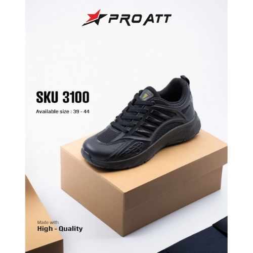 PRO ATT Sepatu Sekolah Hitam Pria Dewasa & Remaja SKU 3100 Size 39-44 – Sepatu SMP SMA Kuliah