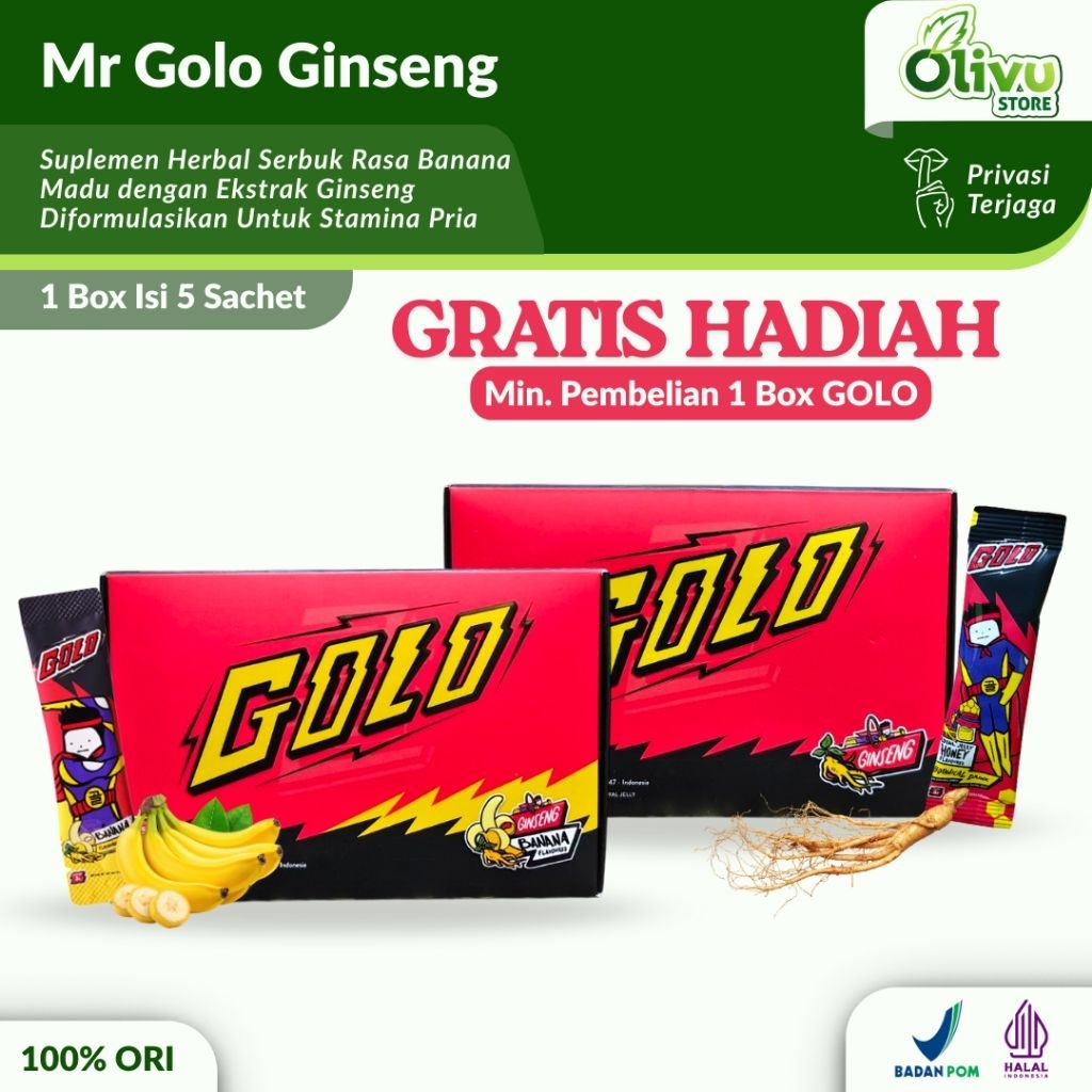 Mister Golo Ginseng Korea Botanical Drink Rasa Banana Pisang & Madu Honey Suplemen Herbal Serbuk Pri