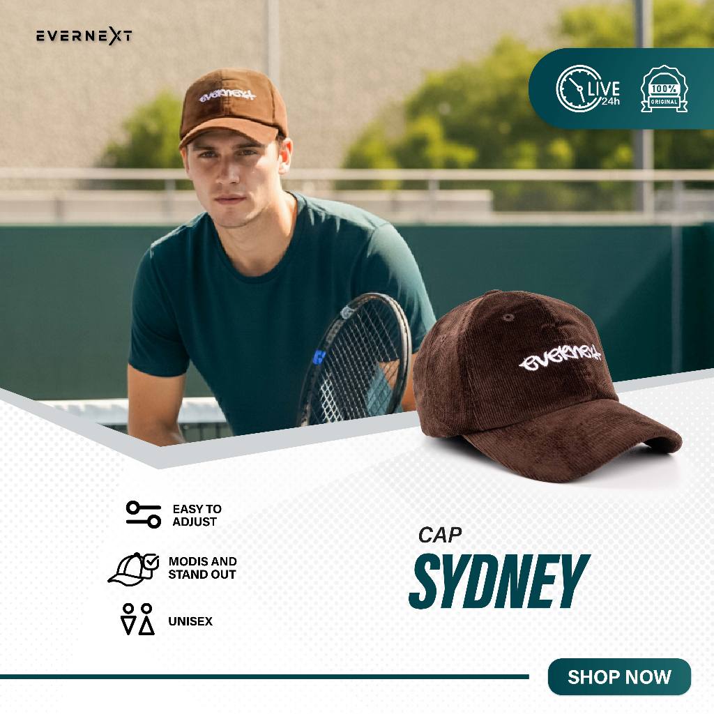 Evernext Polos Sydney Topi Baseball Pria Bahan Corduroy Model Sydney dengan Tali Belakang Adjustable