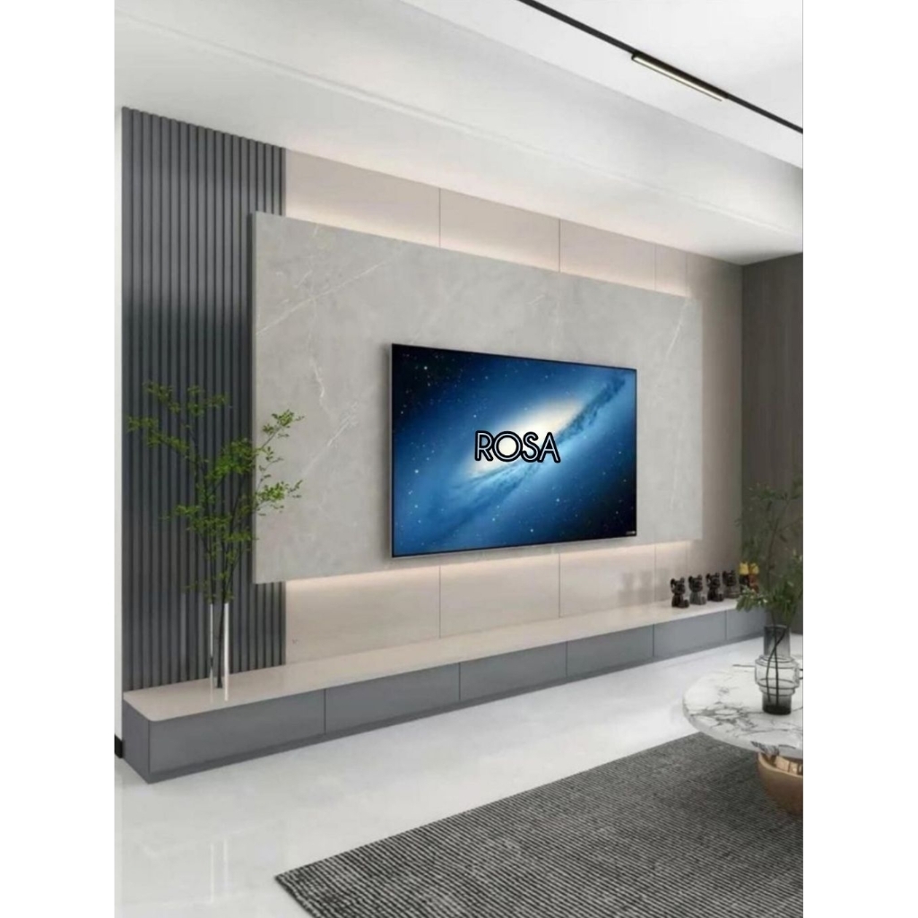 backdrop tv, backdrop TV minimalis mewah, backdrop TV ruang tamu, Lemar tv, meja tv, rak tv, kabinit